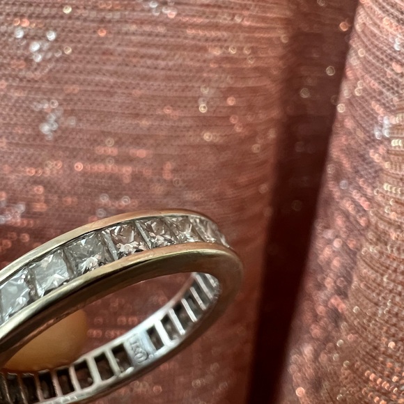 Antique 750 18k white gold 2ct Diamond Princess Cut Chanel Eternity Band size 6 - Picture 4 of 8